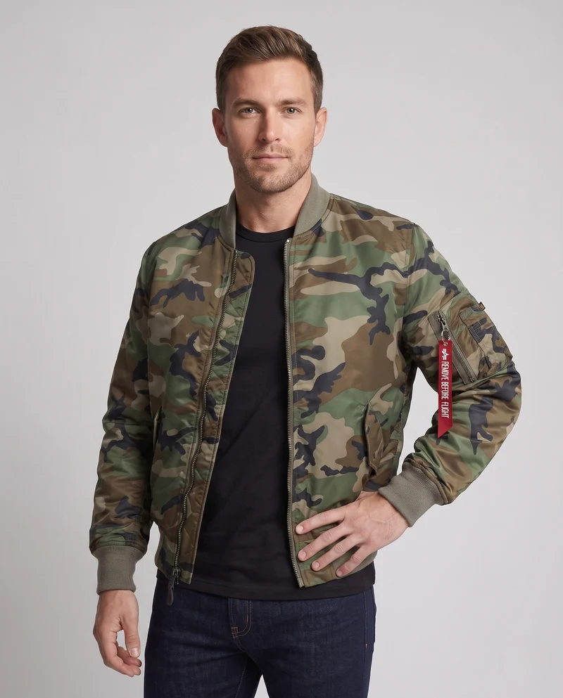Herren Camouflage Bomberjacke mit praktischen Taschen Drune