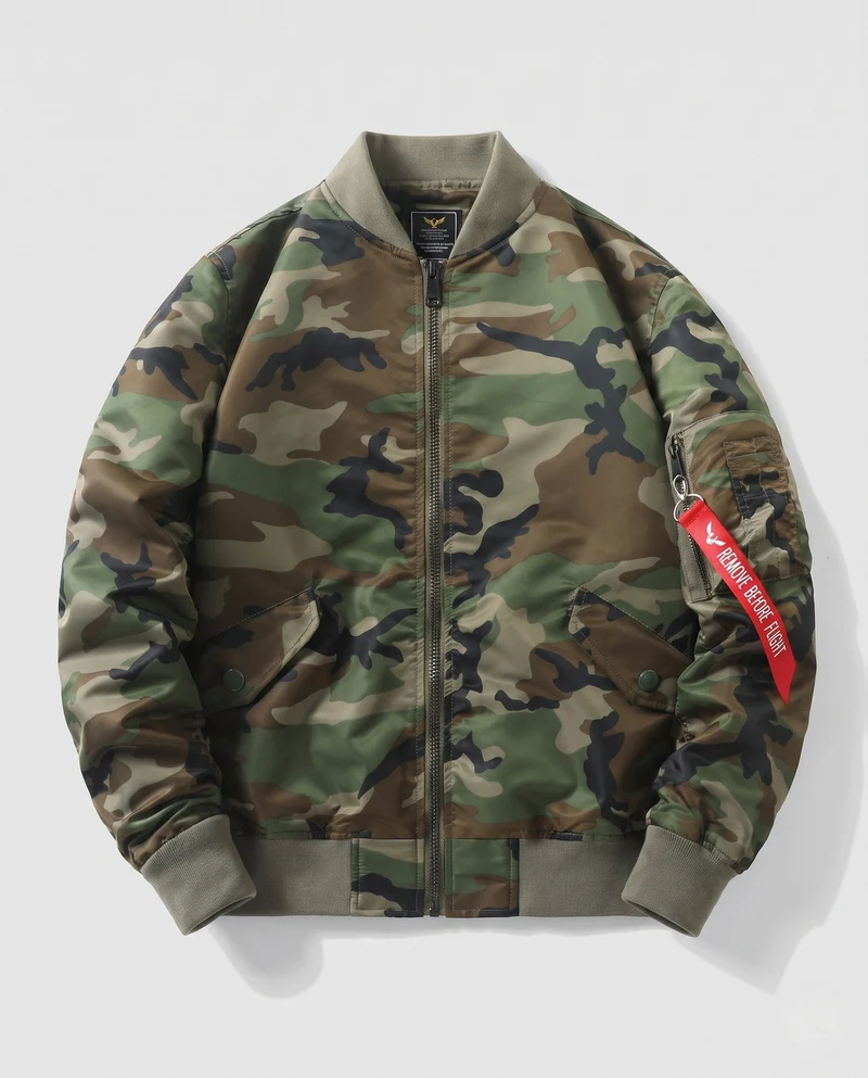 Herren Camouflage Bomberjacke mit praktischen Taschen Drune