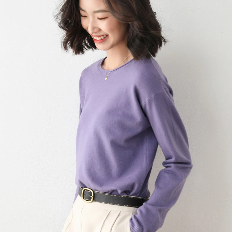 Damen Leichter Feinstrick-Pullover mit weitem Rundhalsausschnitt und legerem Schnitt Drune