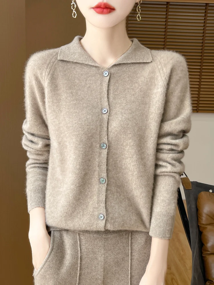 Damen Kuscheliger Reverskragen-Cardigan im Kaschmir-Look mit Mohair-Effekt Drune