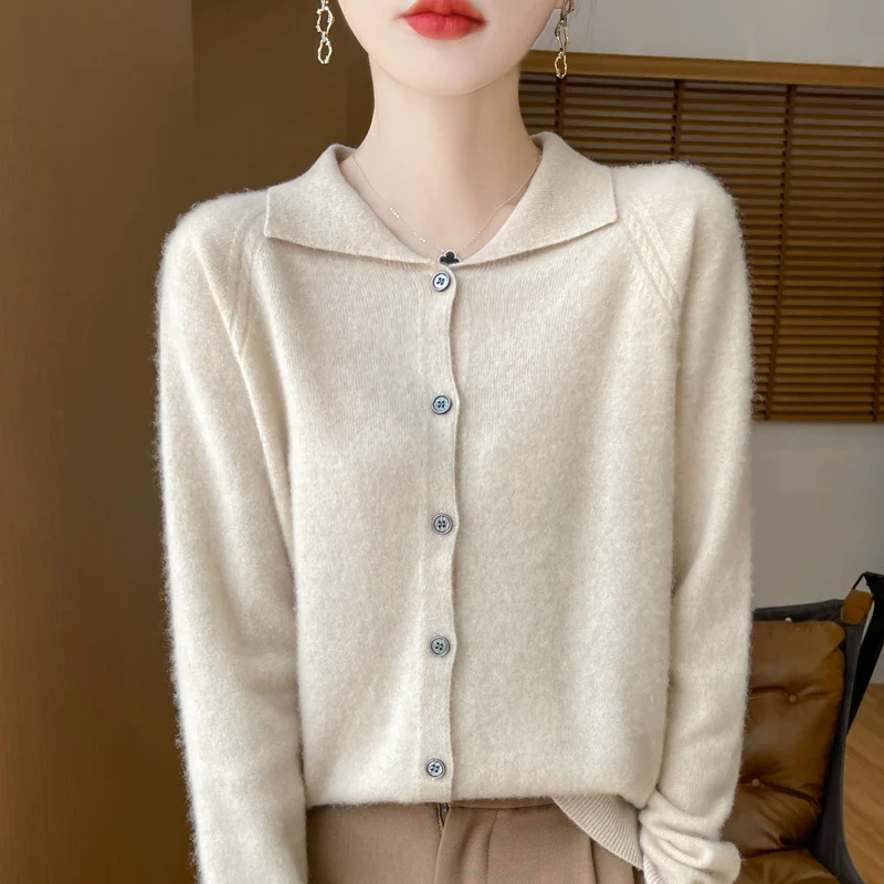 Damen Kuscheliger Reverskragen-Cardigan im Kaschmir-Look mit Mohair-Effekt Drune