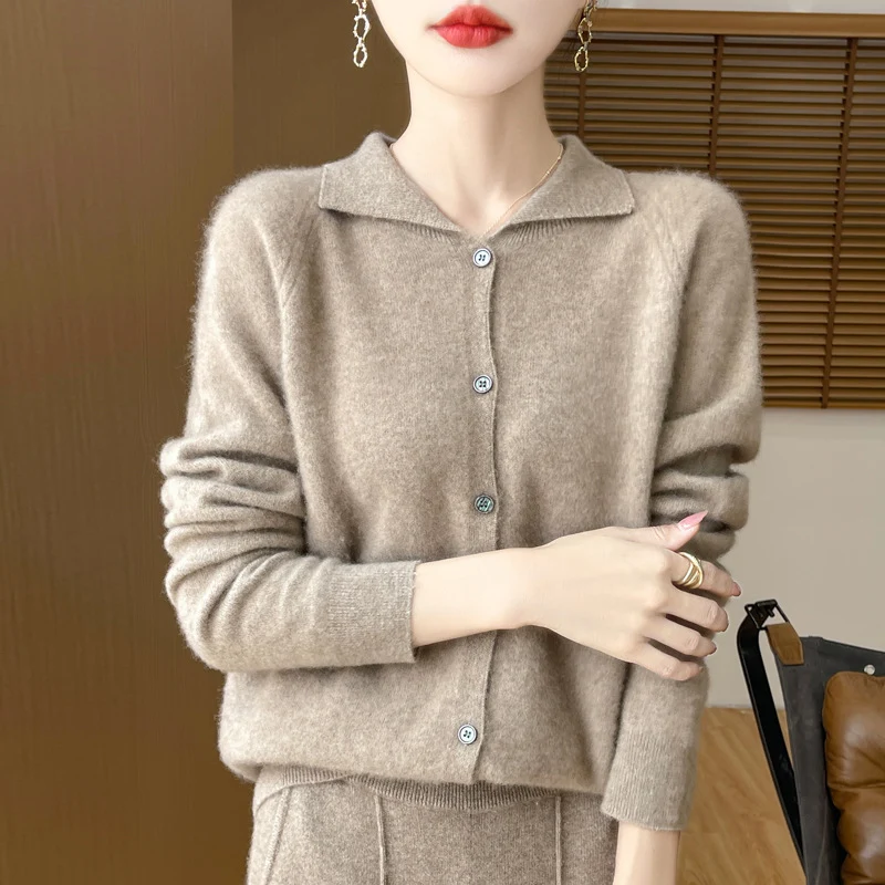 Damen Kuscheliger Reverskragen-Cardigan im Kaschmir-Look mit Mohair-Effekt Drune