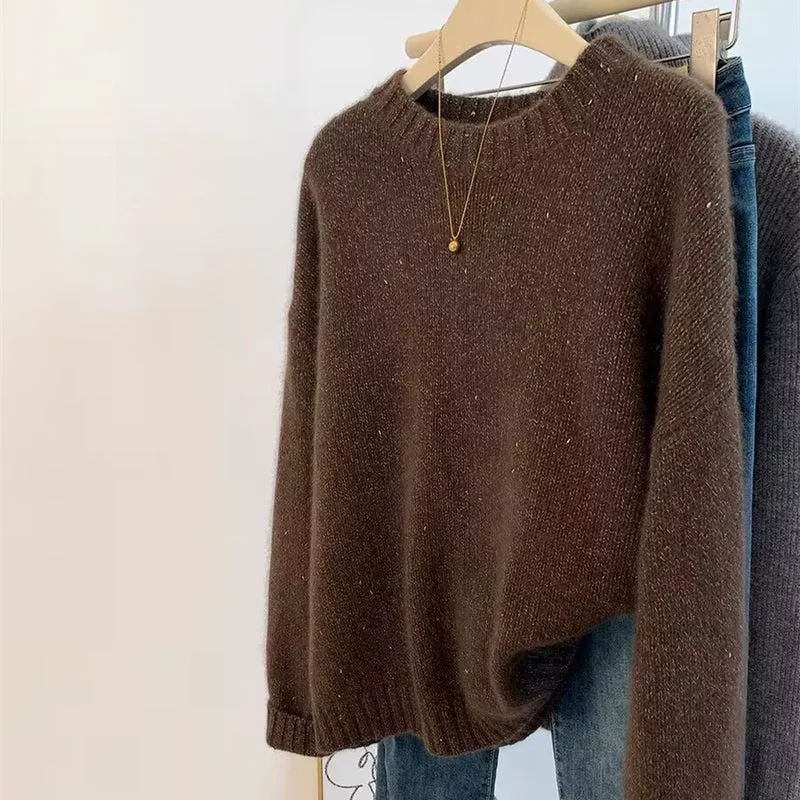 Damen Kuscheliger Oversize‑Pullover im Mohair‑Look mit Rundhalsausschnitt und dezentem Glitzereffekt Drune