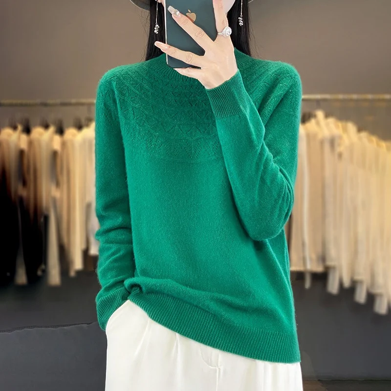 Damen Kuscheliger Mohair‑Optik Pullover mit Zierstruktur am Oberteil und Stehkragen Drune