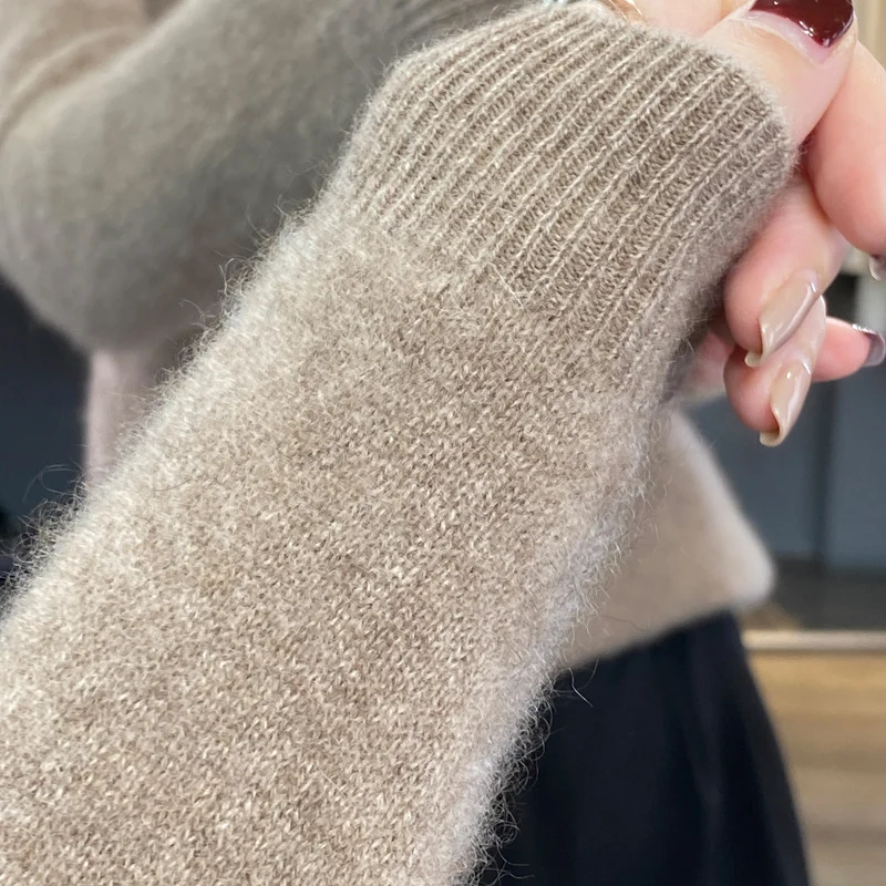 Damen Kuscheliger Midweight Rundhals-Pullover aus Angora-Blend mit feinem Flor und schmalem Bündchen Drune