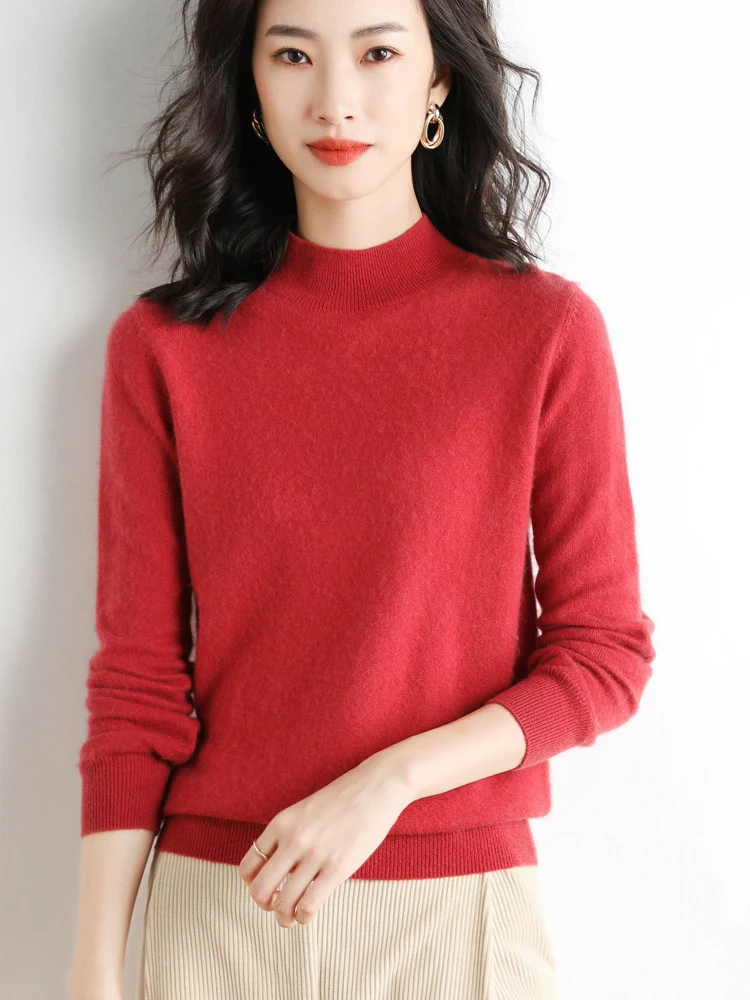 Damen Kurzrollkragen Feinstrickpullover mit leichtem Mohair-Effekt Drune