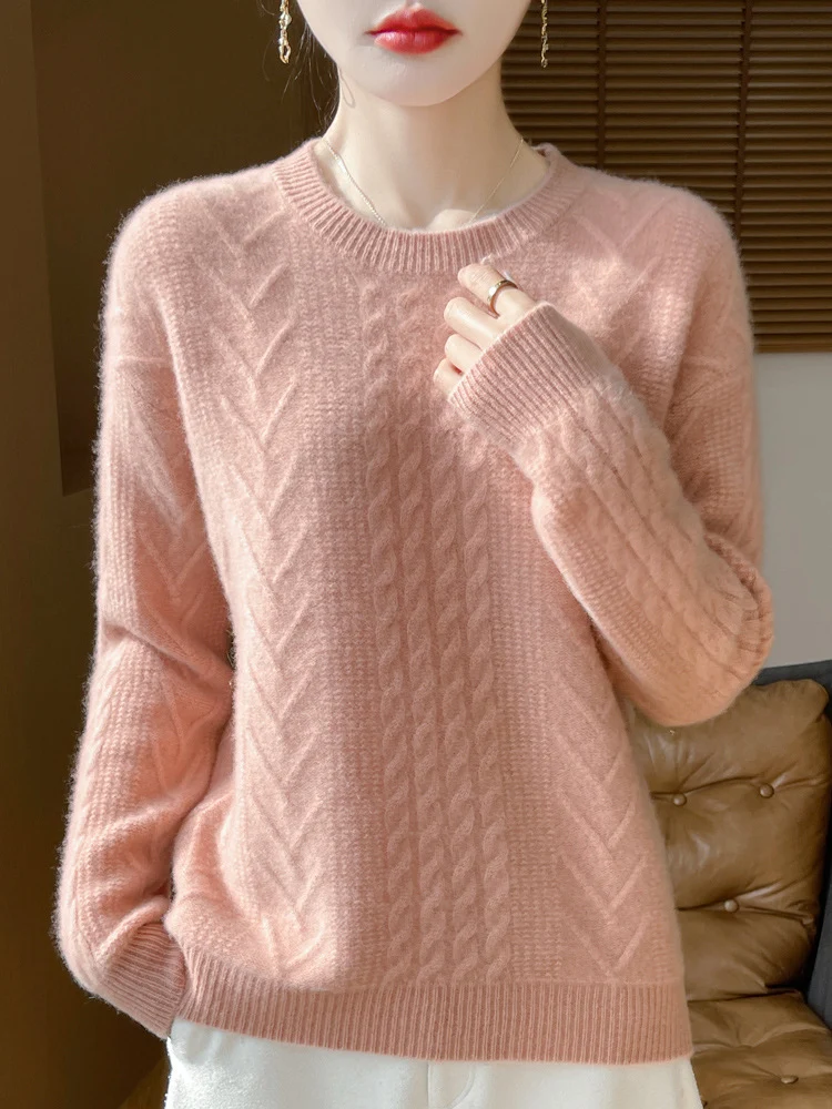 Damen Kurzpullover mit Zopfmuster, Rundhals und kaschmirähnlicher Weichheit Drune