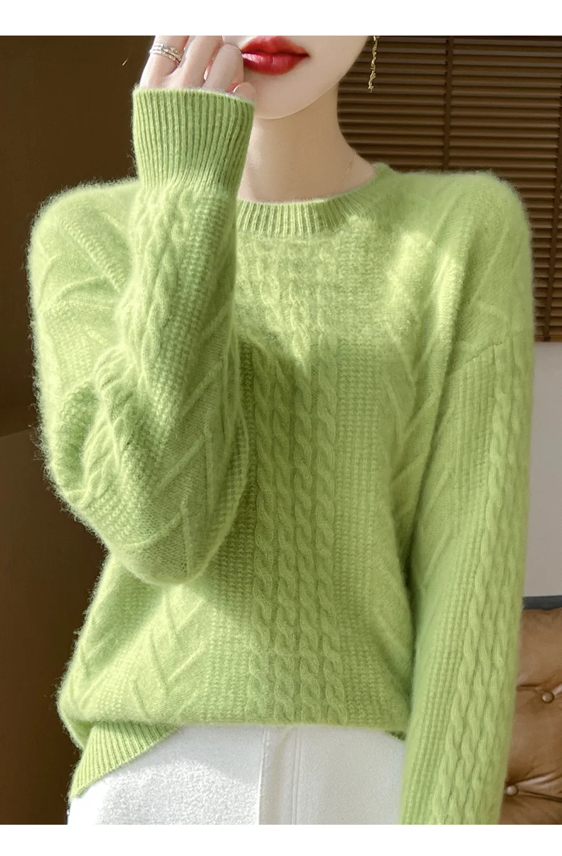 Damen Kurzpullover mit Zopfmuster, Rundhals und kaschmirähnlicher Weichheit Drune