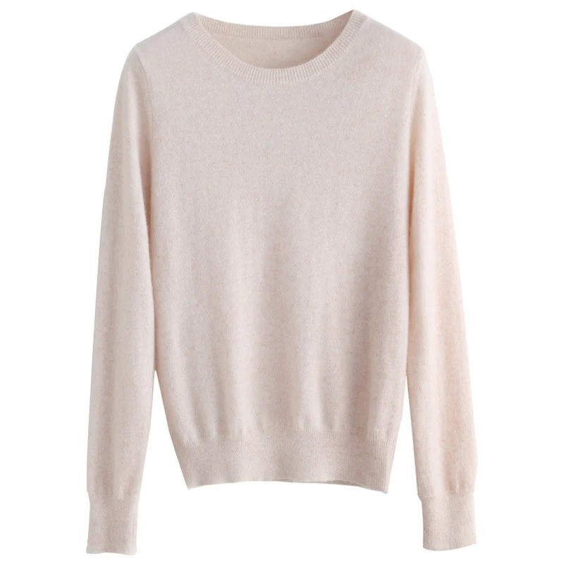Damen Kurzgeschnittener Feinstrickpullover mit Rundhalsausschnitt und geripptem Bund Drune