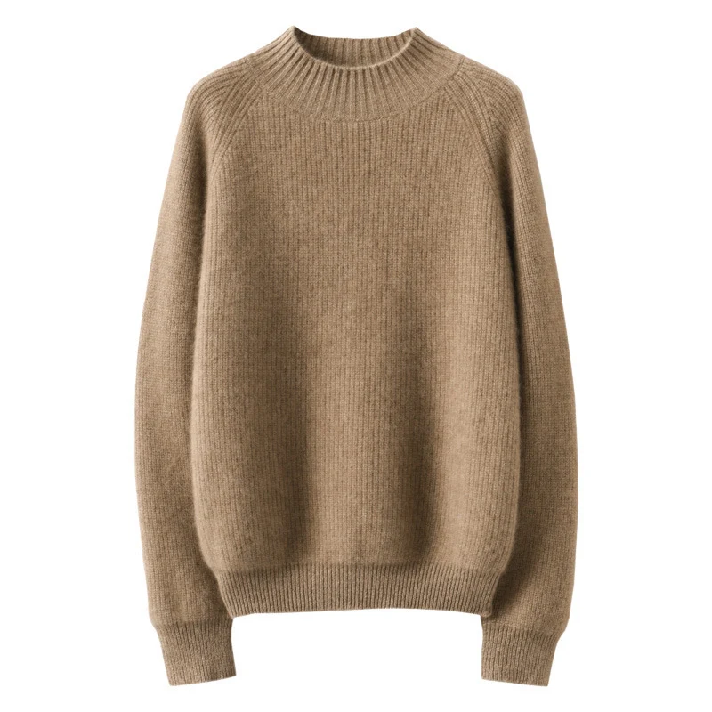 Damen Kurz-Stehkragenpullover aus feinem Feinstrick mit kaschmirähnlicher Weichheit und Raglanärmeln Drune