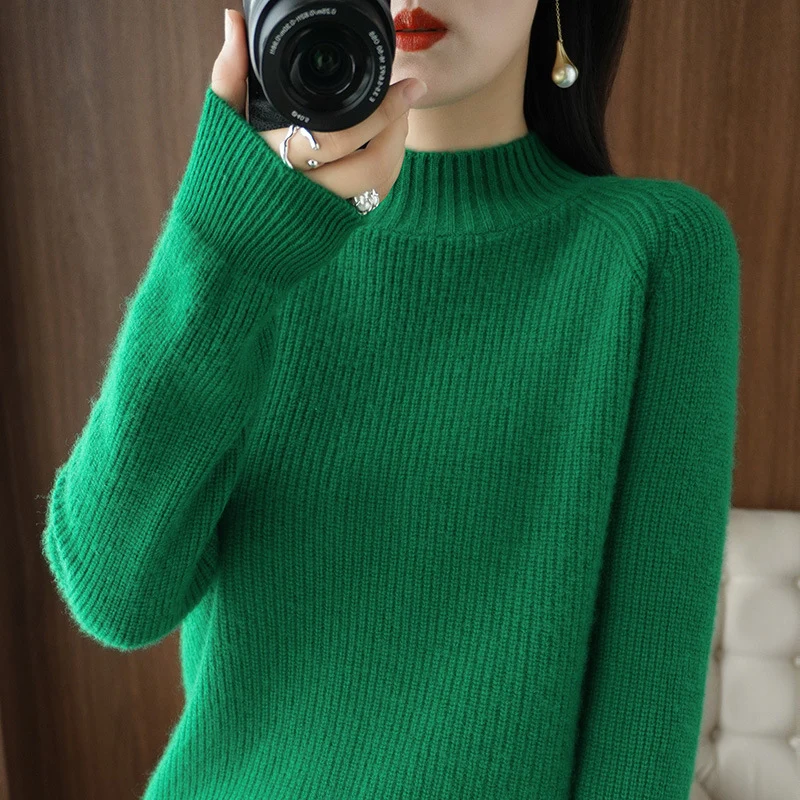 Damen Kurz-Stehkragenpullover aus feinem Feinstrick mit kaschmirähnlicher Weichheit und Raglanärmeln Drune