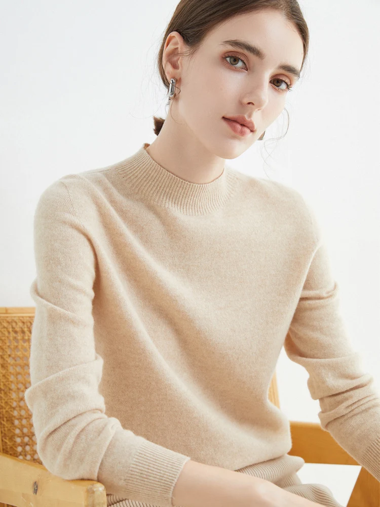 Damen Kurz-Mockneck-Pullover aus Kaschmir‑Look mit leichter Flauschoptik Drune