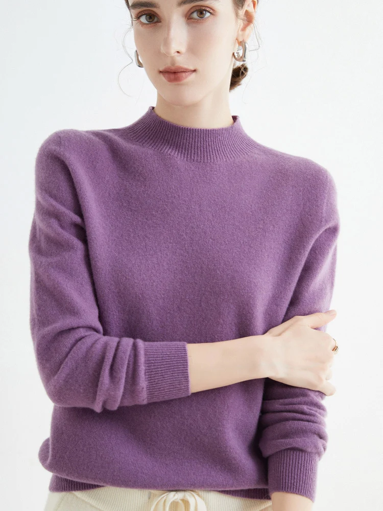 Damen Kurz-Mockneck-Pullover aus Kaschmir‑Look mit leichter Flauschoptik Drune