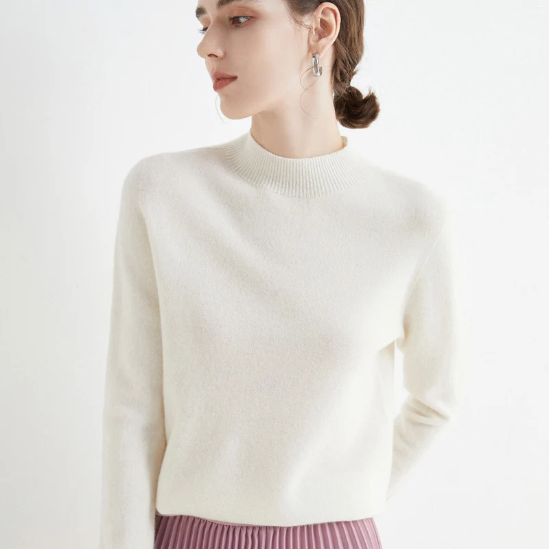 Damen Kurz-Mockneck-Pullover aus Kaschmir‑Look mit leichter Flauschoptik Drune