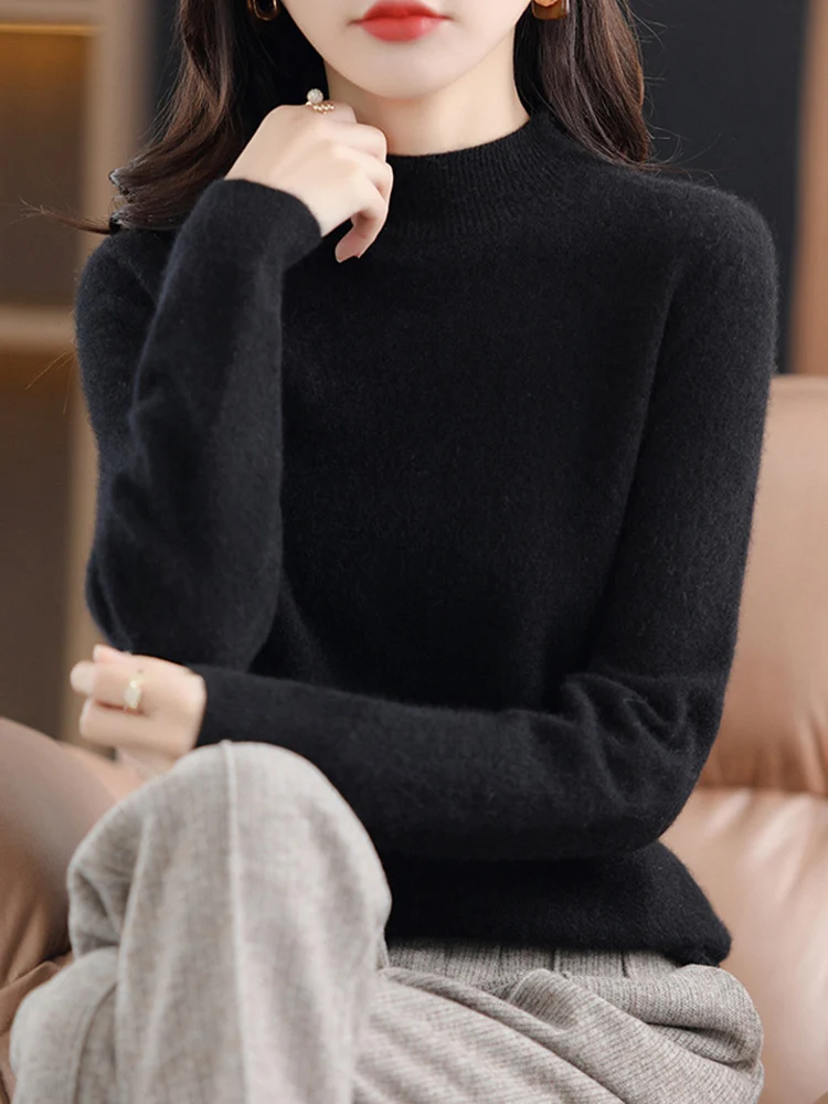 Damen Kurz-Mockneck-Pullover aus Kaschmir‑Look mit leichter Flauschoptik Drune