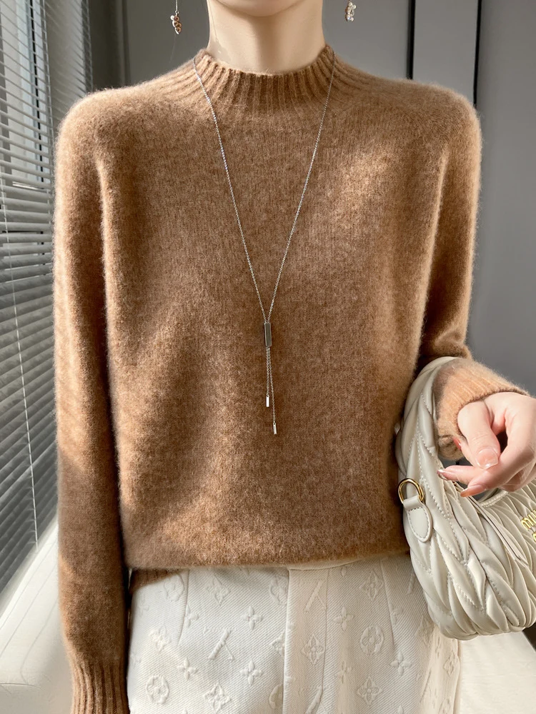 Damen Kurz-Mockneck-Pullover aus flauschigem Mohair-Mix mit kastiger Silhouette Drune