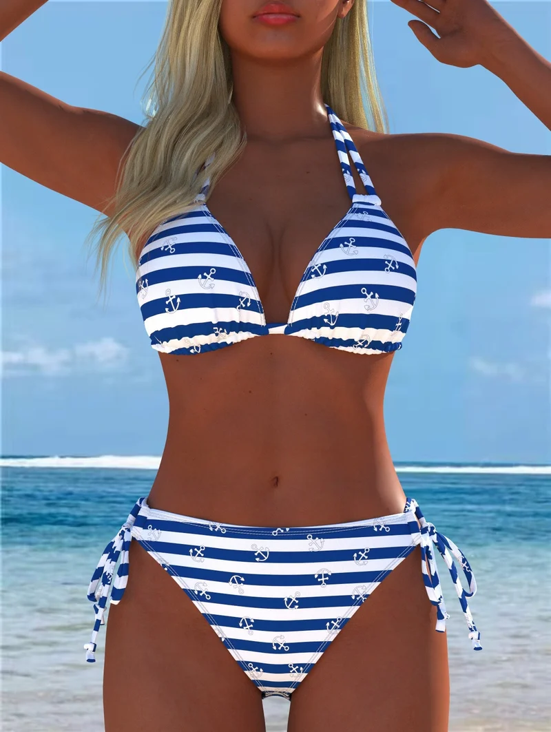 Damen Bikini-Set mit verspieltem Schnitt und trendigem Mustermix Drune