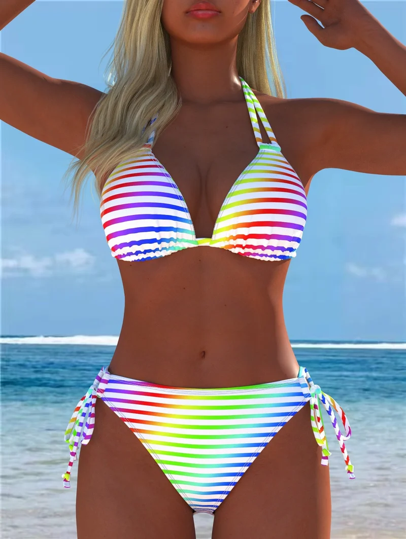 Damen Bikini-Set mit verspieltem Schnitt und trendigem Mustermix Drune