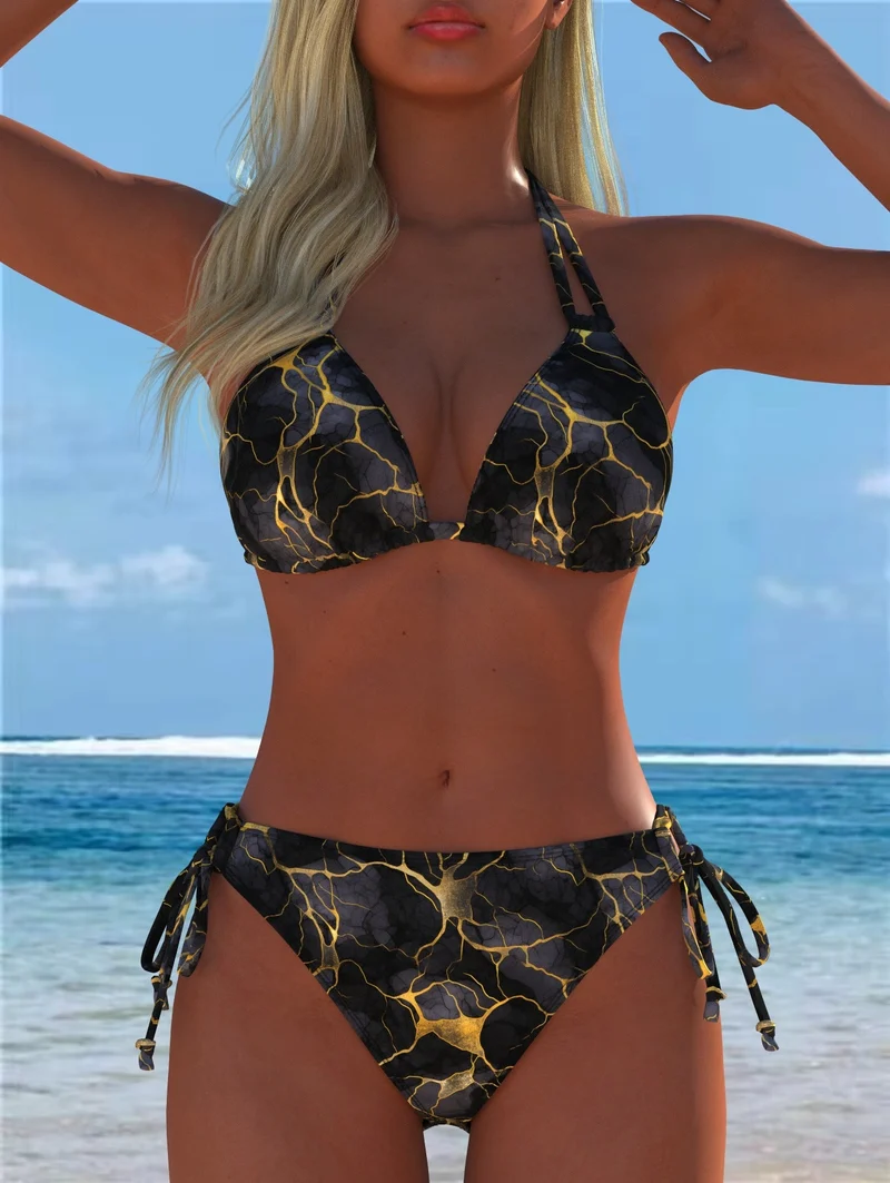 Damen Bikini-Set mit verspieltem Schnitt und trendigem Mustermix Drune