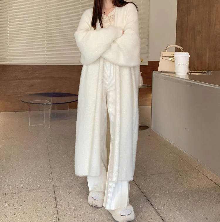 Damen Langer Übergroßer Maxi-Strickcardigan mit offener Front Drune