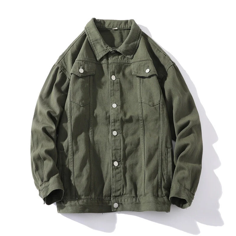 Herren Oversize Jeansjacke aus Stonewashed Denim mit Druckknopfleiste und Brusttaschen Drune