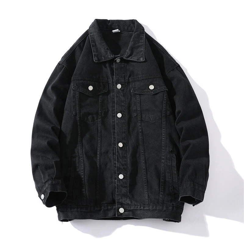 Herren Oversize Jeansjacke aus Stonewashed Denim mit Druckknopfleiste und Brusttaschen Drune