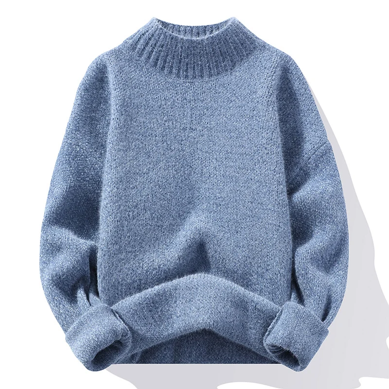 Herren Oversize-Feinstrickpullover mit hohem geripptem Kragen und melierter Struktur Drune