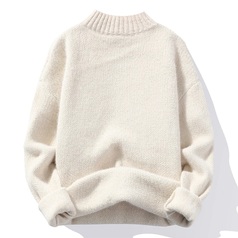 Herren Oversize-Feinstrickpullover mit hohem geripptem Kragen und melierter Struktur Drune