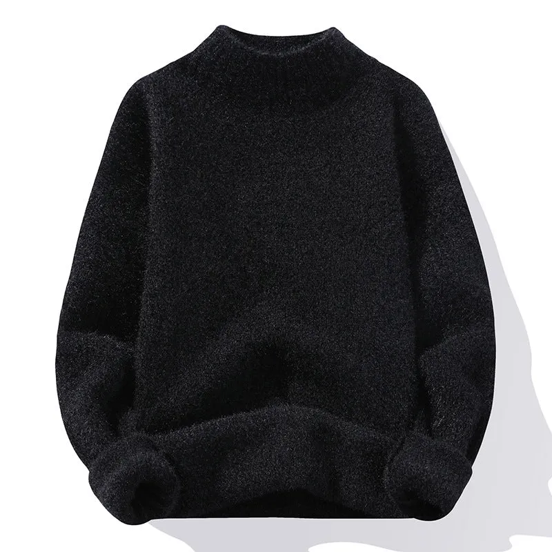 Herren Oversize-Feinstrickpullover mit hohem geripptem Kragen und melierter Struktur Drune
