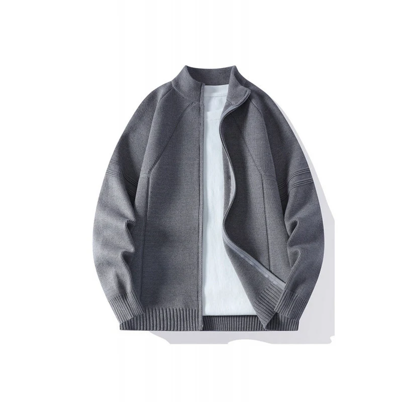 Herren Oversize Feinstrick-Zipjacke mit Stehkragen, Raglanärmeln und gerippten Abschlüssen Drune