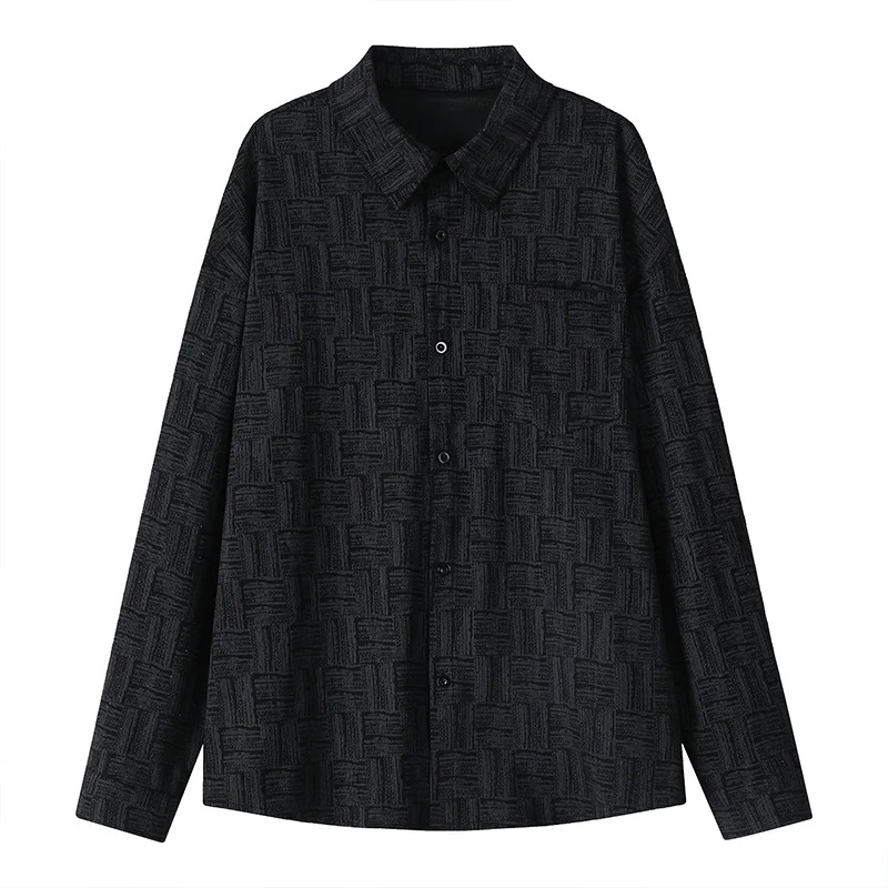 Herren Overshirt-Jacke aus strukturierter Baumwollmischung mit Karomuster-Relief Drune