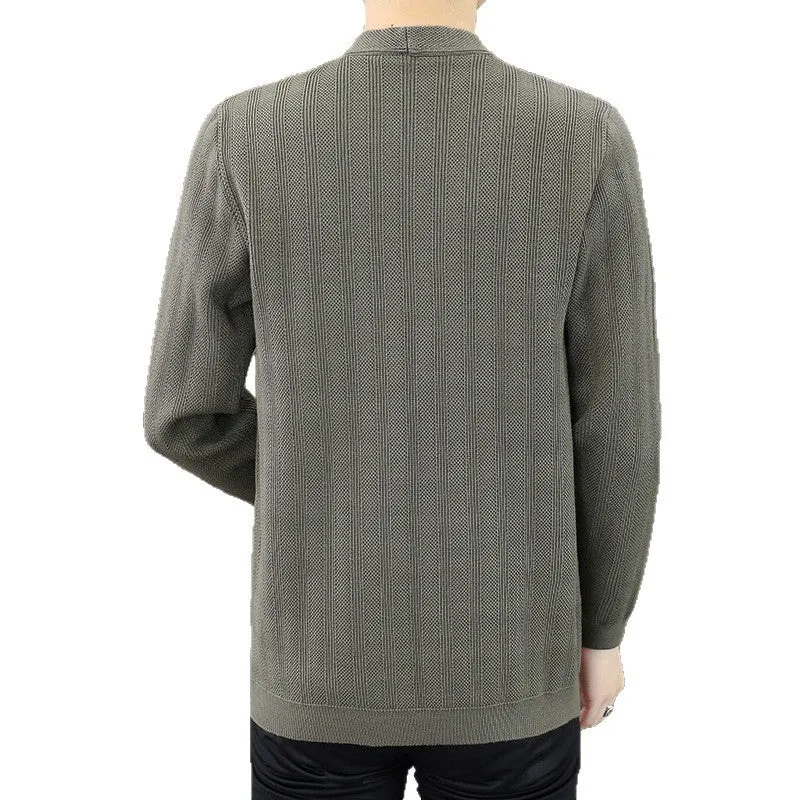 Herren Offener Strukturstrick-Cardigan mit Knopfleiste und aufgesetzten Taschen Drune