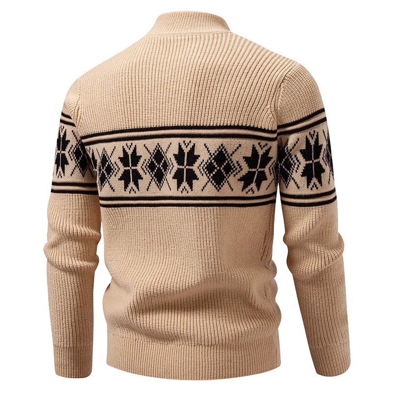 Herren Norwegermuster-Rollkragenpullover aus Feinstrick mit Zopfmuster-Details Drune