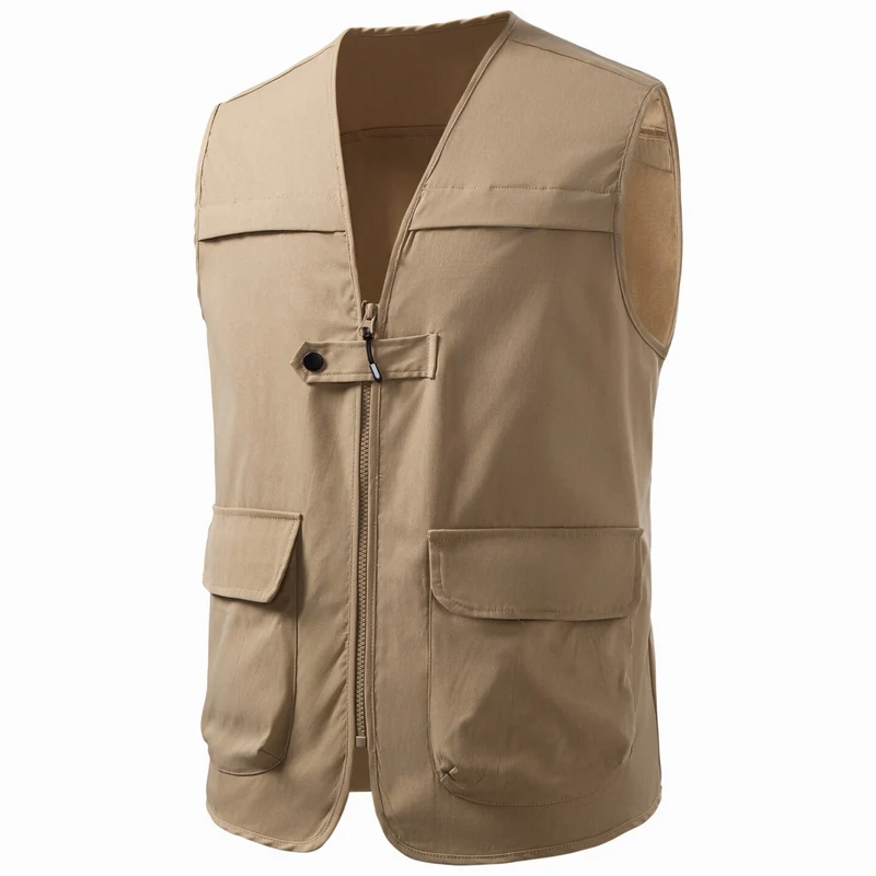 Herren Multifunktionale Utility-Weste mit Frontreißverschluss und Mehrfachtaschen Drune