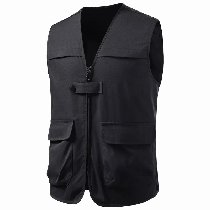 Herren Multifunktionale Utility-Weste mit Frontreißverschluss und Mehrfachtaschen Drune