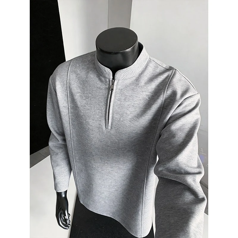 Herren Modernes Halbzip-Sweatshirt mit kurzem Reißverschluss und cleanem Minimaldesign Drune