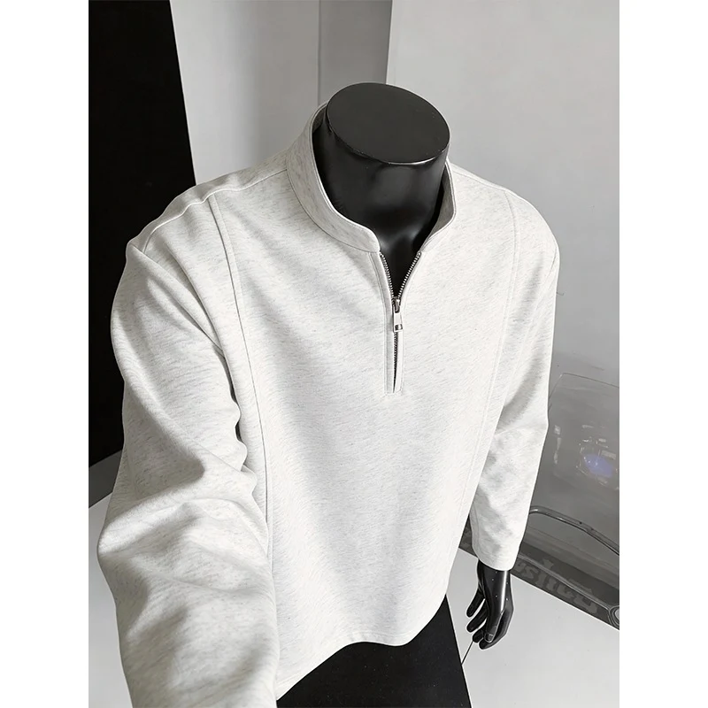 Herren Modernes Halbzip-Sweatshirt mit kurzem Reißverschluss und cleanem Minimaldesign Drune