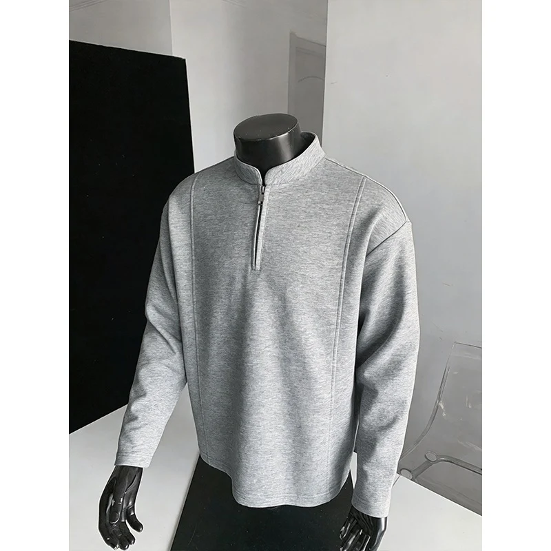 Herren Modernes Halbzip-Sweatshirt mit kurzem Reißverschluss und cleanem Minimaldesign Drune
