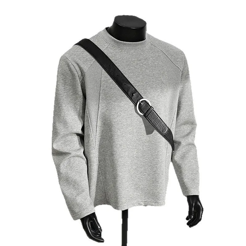 Herren Minimalistisches Langarm-Sweatshirt mit Raglanärmeln und Clean-Cut Rundhals Drune