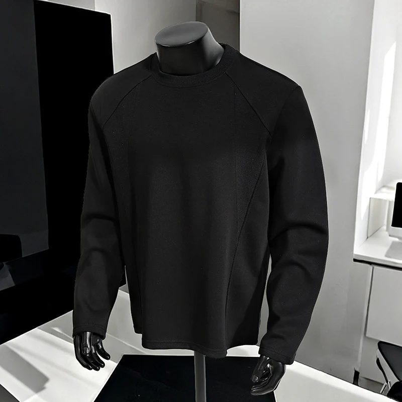 Herren Minimalistisches Langarm-Sweatshirt mit Raglanärmeln und Clean-Cut Rundhals Drune