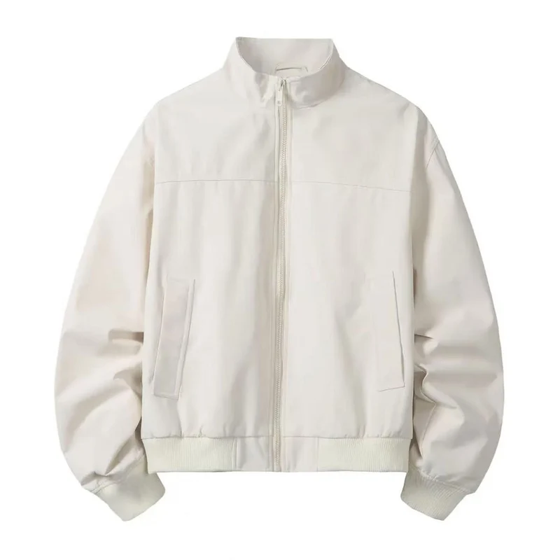 Herren Minimalistische Utility-Zipjacke im Bomberstil mit hohem Kragen und verdeckten Eingriffstaschen Drune