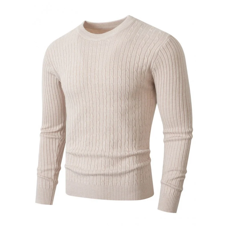 Herren Merino-Mix Feinstrickpullover mit Zopfmuster, Rippbündchen und schmaler Silhouette Drune