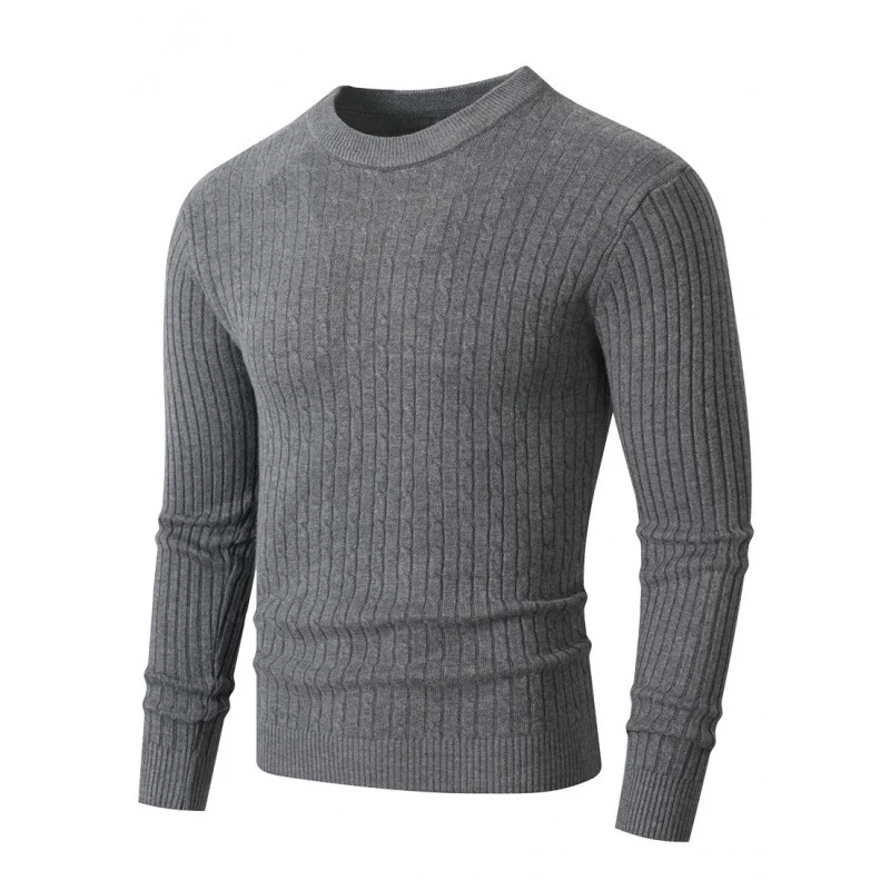 Herren Merino-Mix Feinstrickpullover mit Zopfmuster, Rippbündchen und schmaler Silhouette Drune