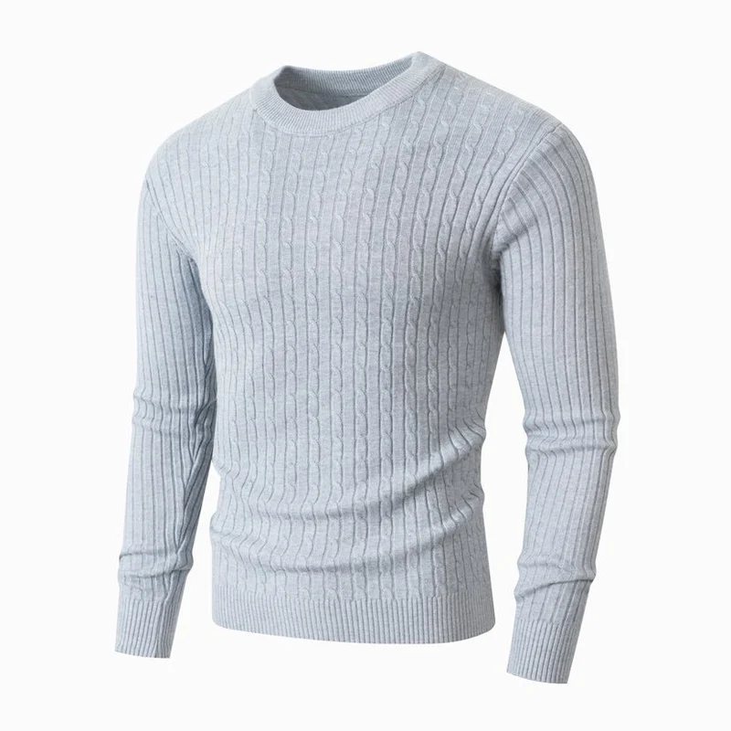 Herren Merino-Mix Feinstrickpullover mit Zopfmuster, Rippbündchen und schmaler Silhouette Drune