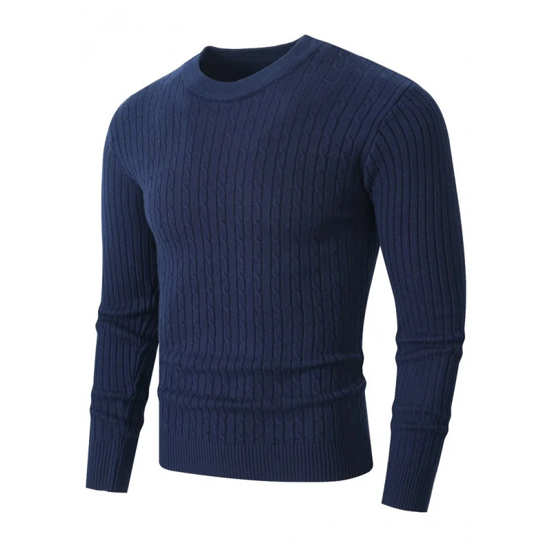 Herren Merino-Mix Feinstrickpullover mit Zopfmuster, Rippbündchen und schmaler Silhouette Drune