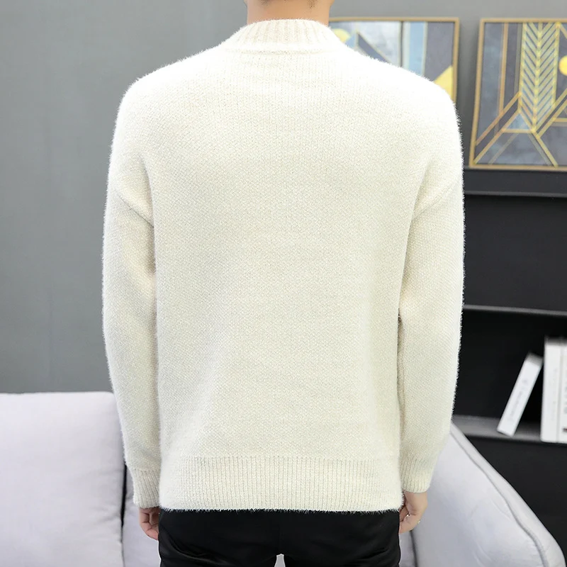 Herren Melierter Bouclé-Mockneck-Pullover mit Thermo-Feinstrick und gerippten Abschlüssen Drune
