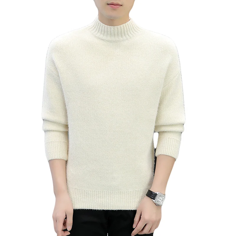 Herren Melierter Bouclé-Mockneck-Pullover mit Thermo-Feinstrick und gerippten Abschlüssen Drune