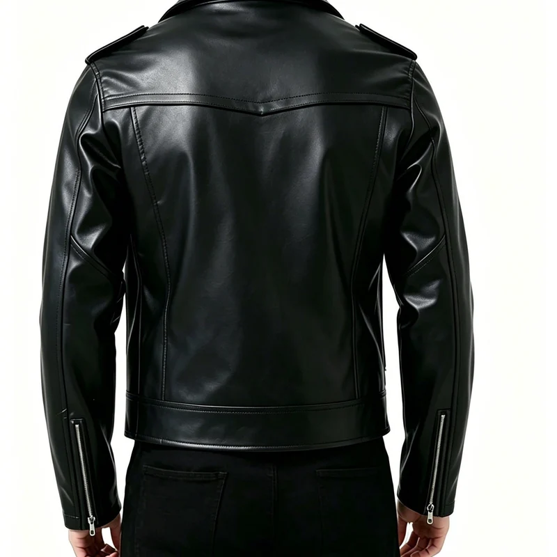 Herren Maskuline Premium-Leder-Bikerjacke mit asymmetrischer Reißverschlussfront Drune