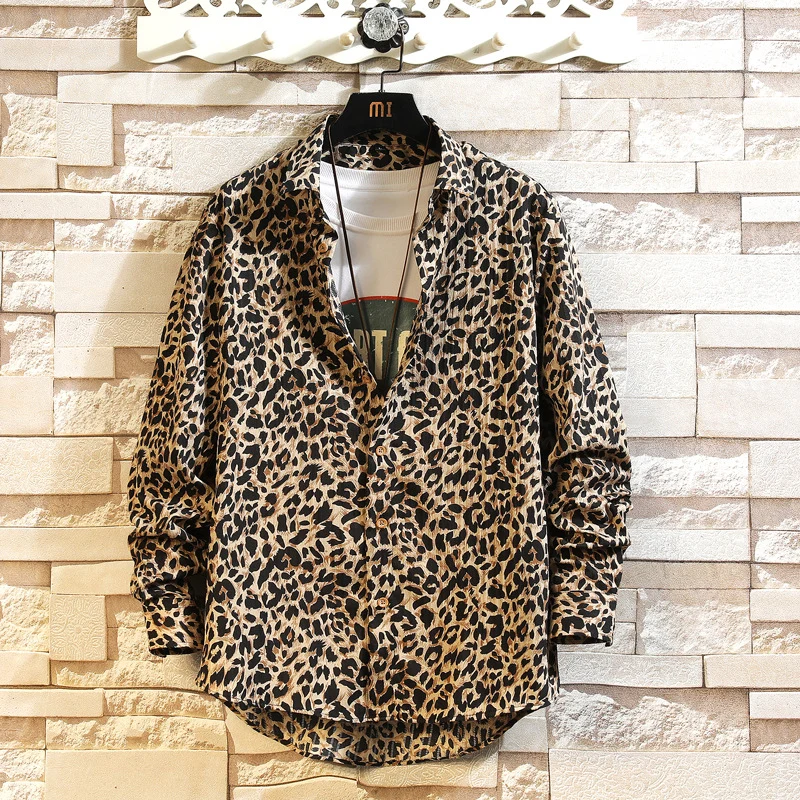 Herren Lockeres Leinenhemd mit großem floralen Print und Hemdkragen Drune