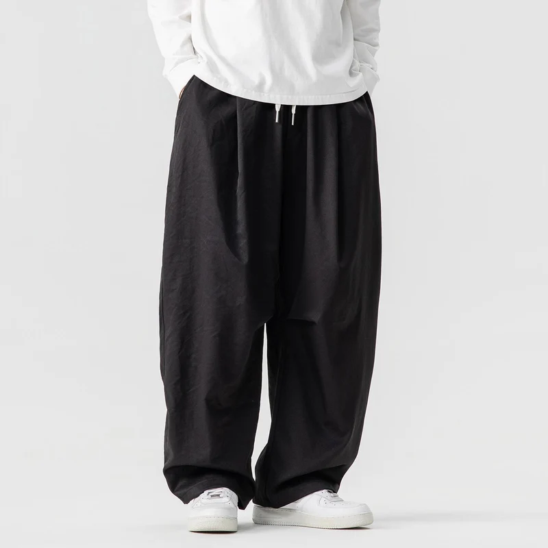 Herren Locker geschnittene Plissee-Ballonhose mit Tunnelzug Drune
